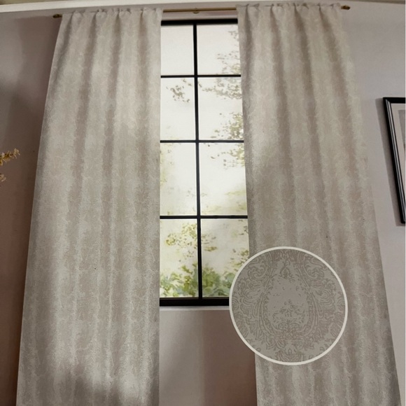 1-NWT CALLISTO HOME GOLD ALL OVER DAMASK  CURTAINS SET OF 2 PANELS SIZE 36”x 96” - Picture 6 of 9